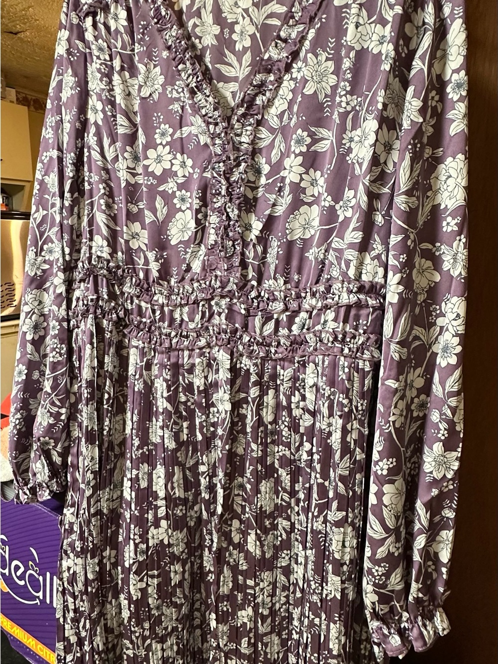 Cato Purple Floral Ruffle Dress
